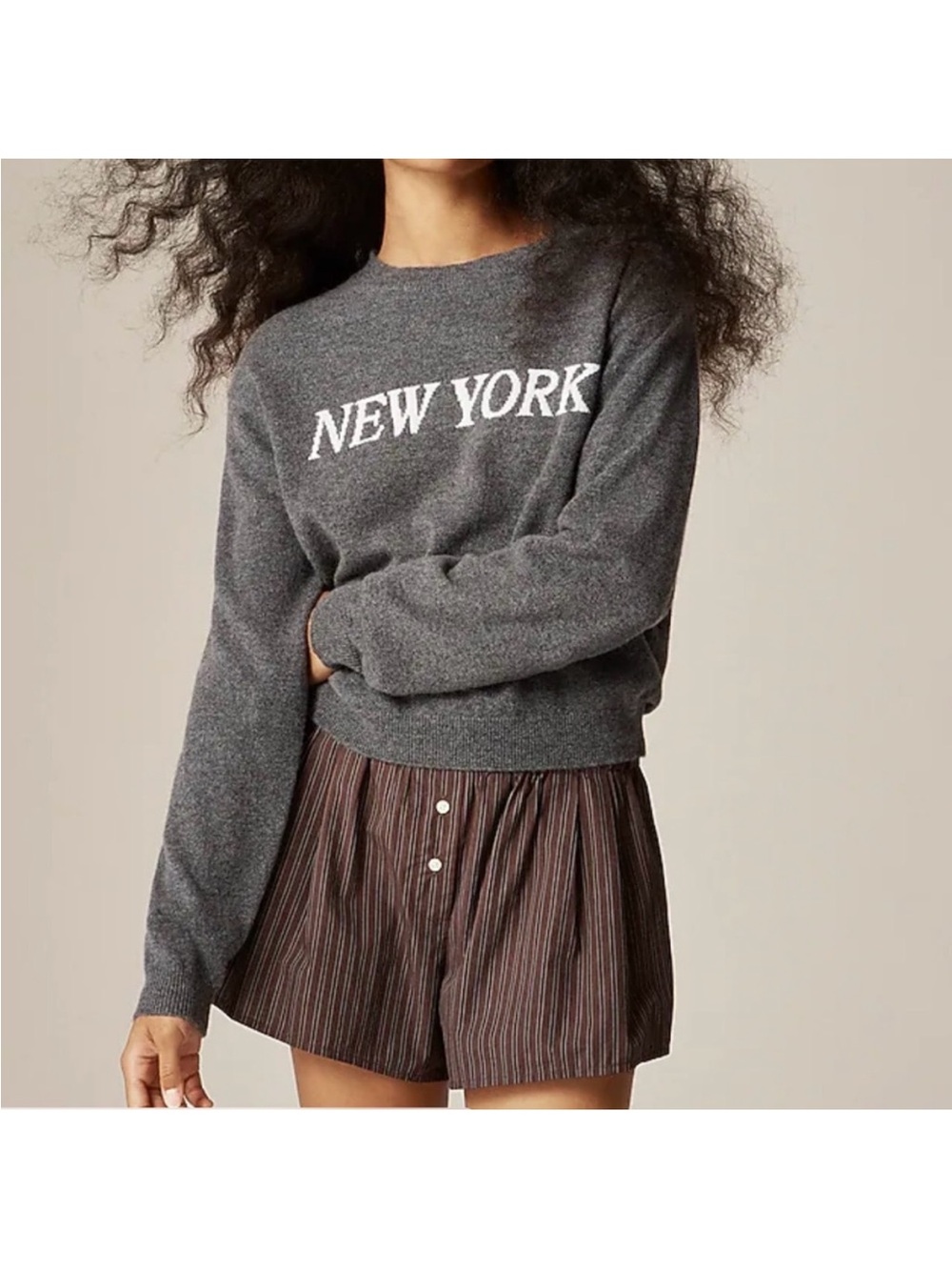 J. Crew Perfect Cashmere “New York” Crewneck Sweater